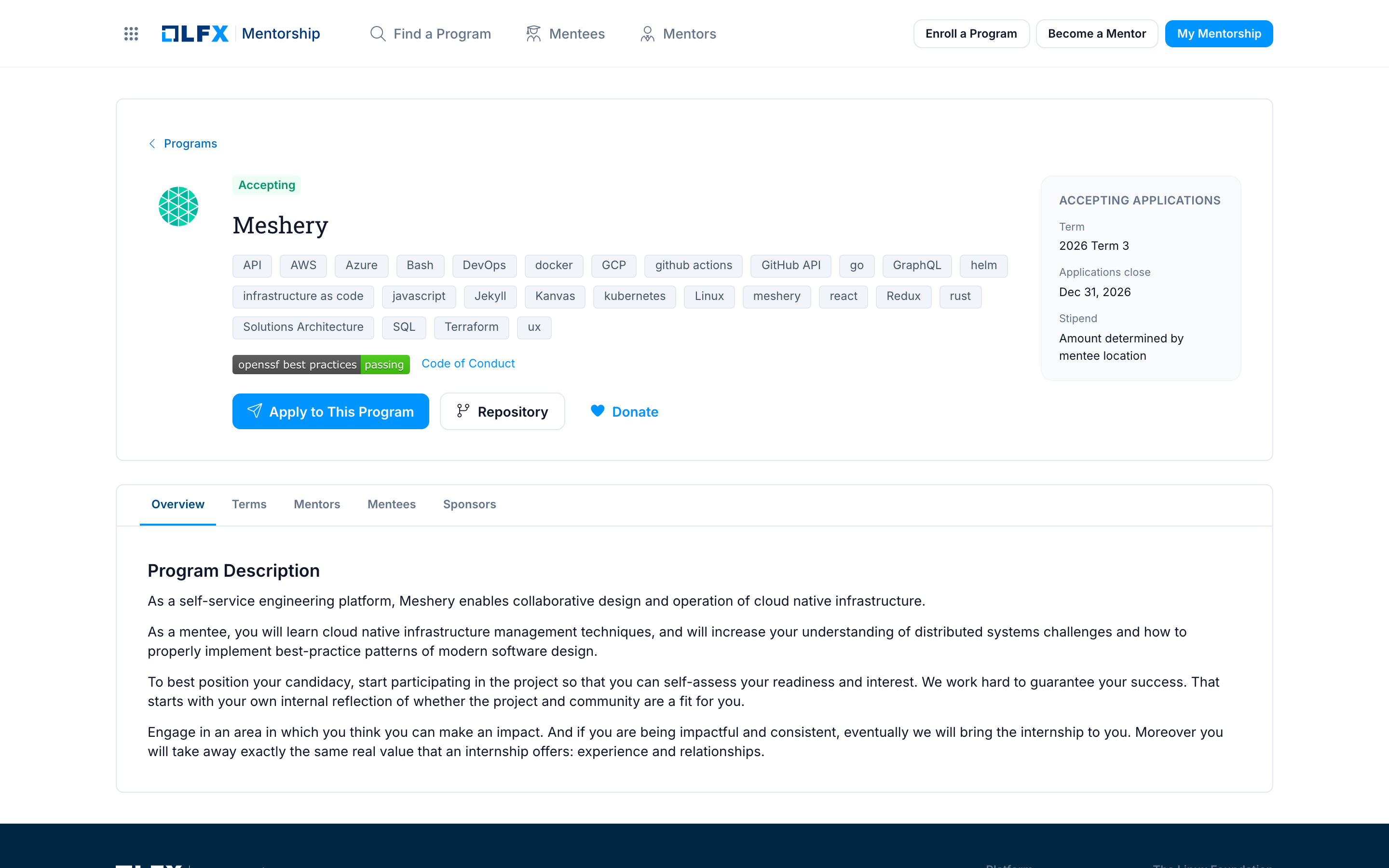 Program page